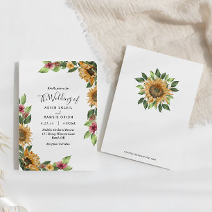 Boho Sunflower Rustic Wildflower Wedding Kaart