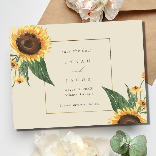 Boho Sunflower Wedding Save The Date