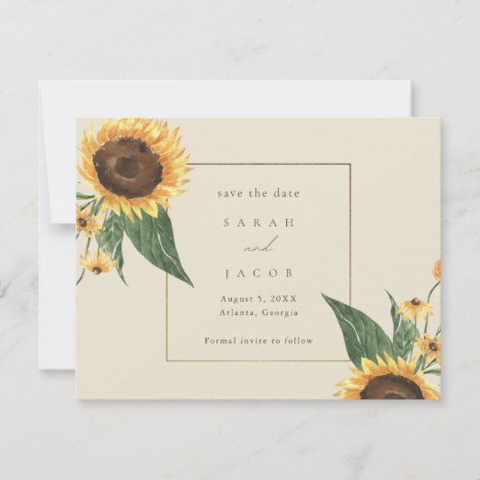 Boho Sunflower Wedding Save The Date (Voorkant)