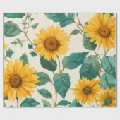 Boho Sunflower Yellow Floral Pattern Spring Summer Cadeaupapier (Vlak)