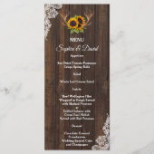 Boho Sunflowers Antlers Wood Lace Menu Mariage (Devant)