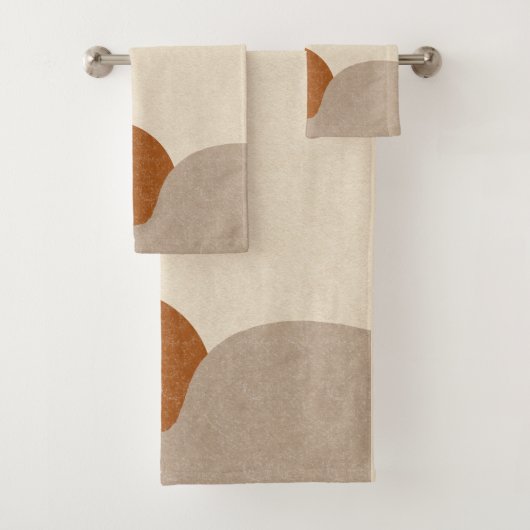 Boho Sunrise Terracotta Cream Sand Bad Handdoek (Insitu)