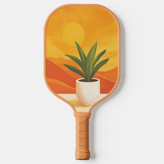 Boho Sunset Pickleball Paddle in Orange and Yellow (Voorkant)