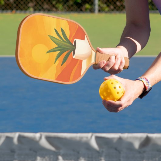 Boho Sunset Pickleball Paddle in Orange and Yellow (Insitu)