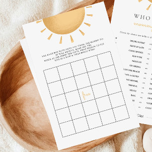 Boho Sunshine Baby shower Bingo Activiteit Spellet