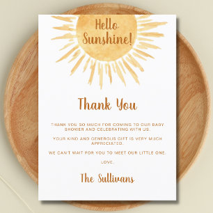 Boho Sunshine Baby shower Dank je wel Briefkaart