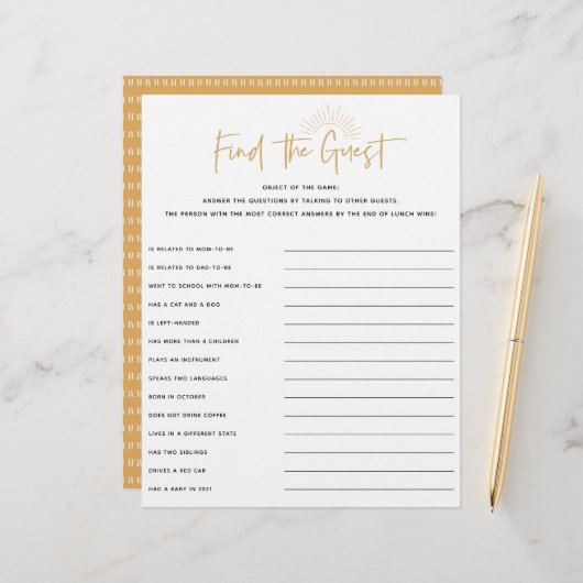 Boho Sunshine Baby shower Guest (Voorkant / Achterkant in situ)