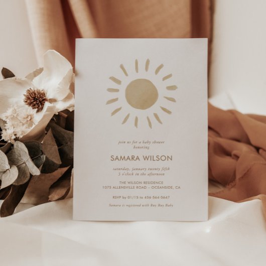 Boho Sunshine Baby shower Invitation Kaart
