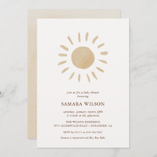 Boho Sunshine Baby shower Invitation Kaart
