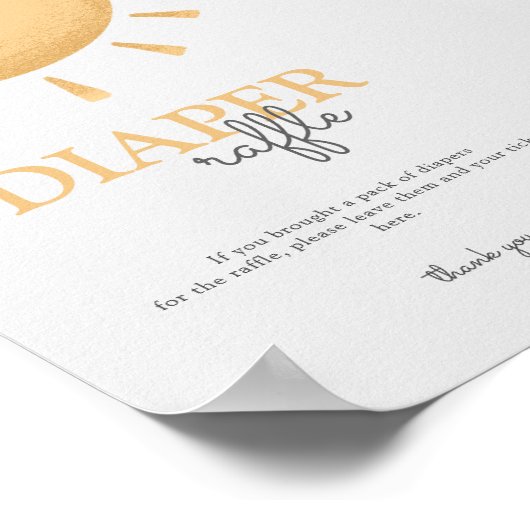 Boho Sunshine Baby shower Luier Raffle teken Poster (Hoek)