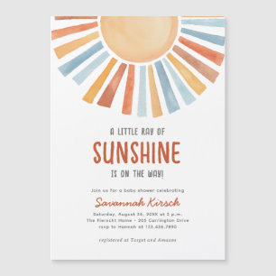 Boho Sunshine Geslacht Neutraal Baby shower Magnetische Uitnodiging