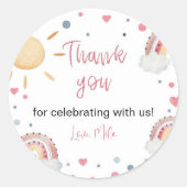 Boho Sunshine Rainbow Sticker Étiquettes d'anniver (Devant)