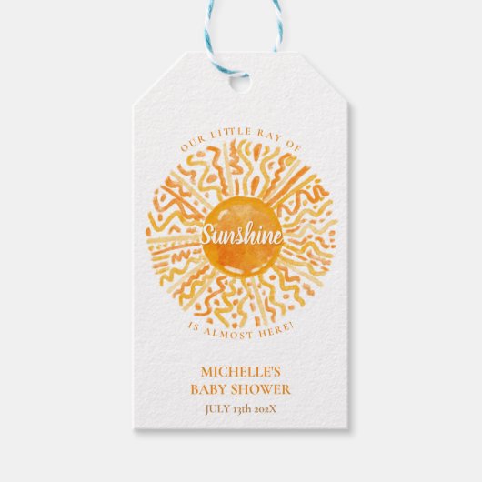 Boho Sunshine Ray van Sun Modern Waterverf Cadeaulabel (Voorkant)