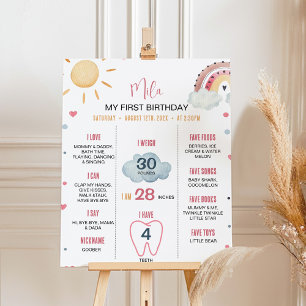 Boho Sunshine Regenboog Verjaardag Milestone Poste Poster