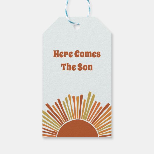 Boho Sunshine Retro Baby shower Bedankt Cadeaulabel (Achterkant)