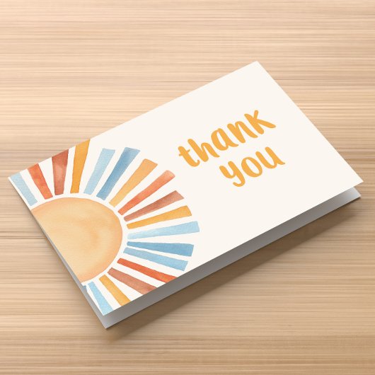 Boho sunshine sun terra cotta blue bedankkaart