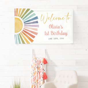 Boho Sunshine Verjaardagsfeest Spandoek