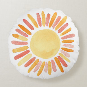 Boho Sunshine Waterverf Nursery Decor Rond Kussen