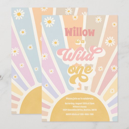 Boho Sunshine Wild Een eerste verjaardag Kaart (Voorkant / Achterkant)