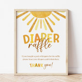 Boho Sunshine Yellow Baby shower Diaper Raffle Poster