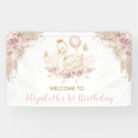 Boho Swan Princess Blush Pink Floral Welcome