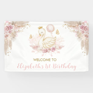Boho Swan Princess Blush Pink Floral Welcome Spandoek