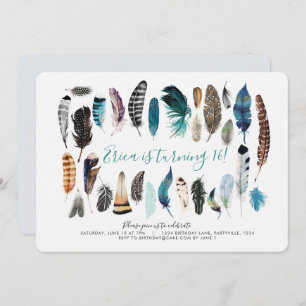 Boho Sweet 16 Feather Invitation Anniversaire