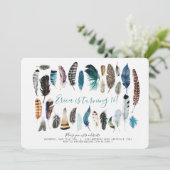 Boho Sweet 16 Plumes Invitation Anniversaire (Debout devant)