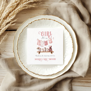Boho Sweet is een meisje roze waslijn Baby shower Servet