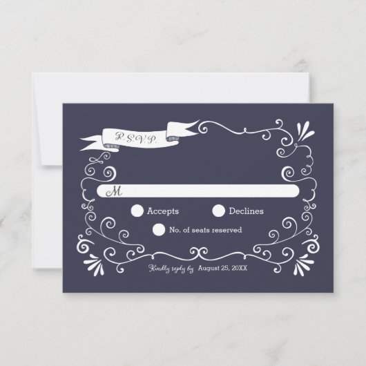 Boho Swirls (Couleur modifiable) Mariage RSVP (Devant)