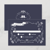 Boho Swirls (Couleur modifiable) Mariage RSVP (Devant / Derrière)