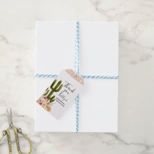 Boho Taco over Cactus Pink Flowers Dank je Label Cadeaulabel (Met Touw)