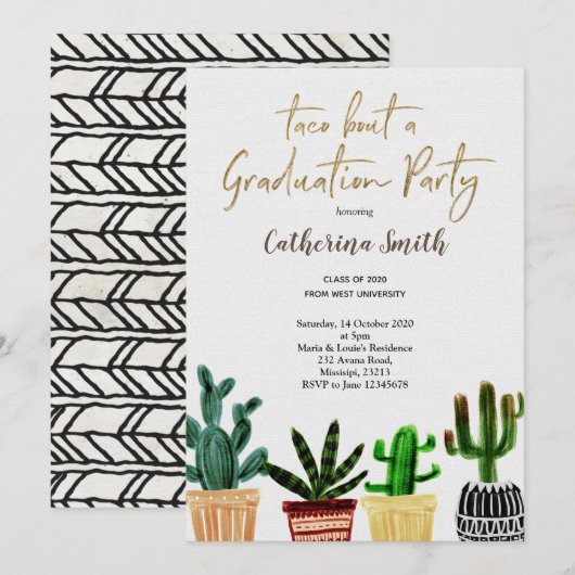 Boho Taco over een afstudeerfeest Mexicaans Kaart (Voorkant / Achterkant)