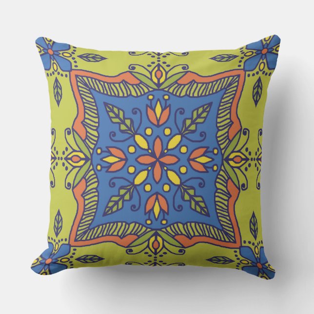 Boho Talavera Carrelage Coussin extérieur (Recto)