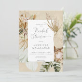 Boho Tan Floral Grass Vrijgezellenfeest Kaart (Staand voorkant)