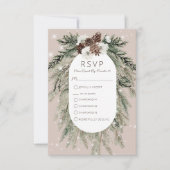 Boho Tan Pine Winter Sparkle Drie Diner RSVP Kaartje (Voorkant)
