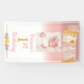 Boho Tassel Custom Photo Girls 1e verjaardag Spandoek (Horizontaal)
