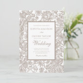 Boho Taupe Herfst lijn Art Wildflower Kaart (Staand voorkant)