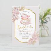 Boho Tea Party Invitation de la douche nuptiale (Debout devant)