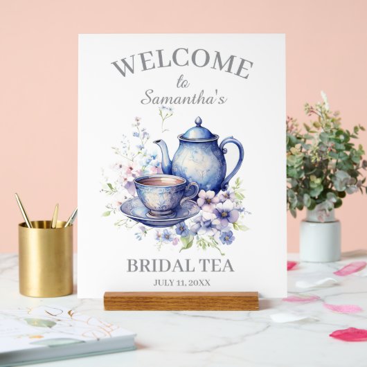 Boho Tea Pot Floral Blue Bridal Shower Tea Party (Mariage)