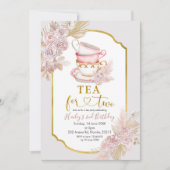 Boho Tea pour deux deuxièmes Invitation anniversai (Devant)