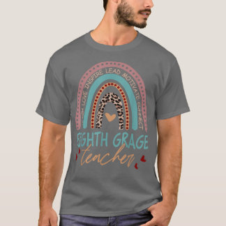 Boho Teach Love Inspire E8e Grade Teacher Leopa T-shirt