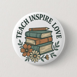 Boho Teacher - Teach Inspire Love Ronde Button 5,7 Cm