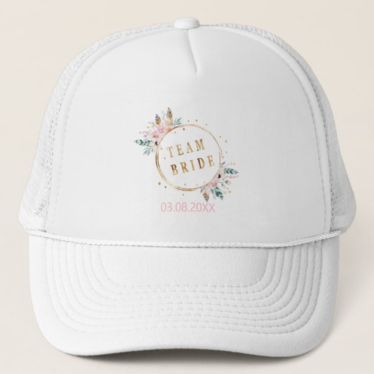 Boho Team Bride pastell Blumen Trucker Pet (Voorkant)