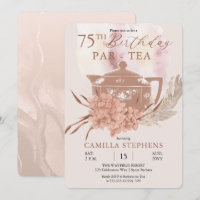 Boho Teapot Hydrangeas Pampas 75th Birthday Party