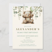 Boho Teddy Bear Anniversaire Fête Invitation (Devant)