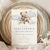 Boho Teddy Bear Avion Anniversaire Fête Invitation
