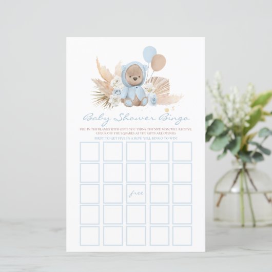 Boho Teddy Bear Baby shower Bingo (Staand voorkant)