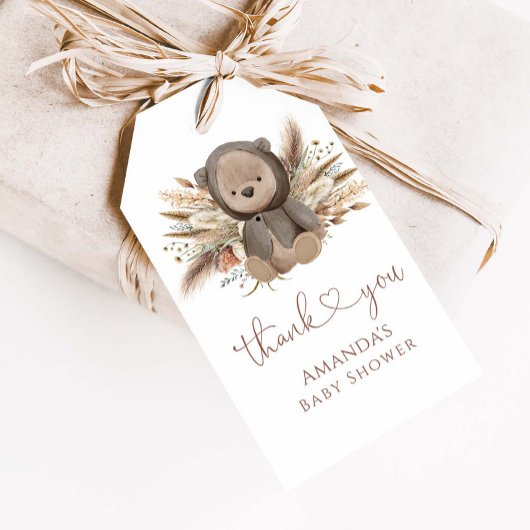 Boho Teddy Bear Baby shower Dank je wel Cadeaulabel