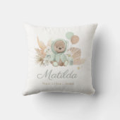 Boho Teddy Bear Baby shower Gift Sage Green Kussen (Achterkant)